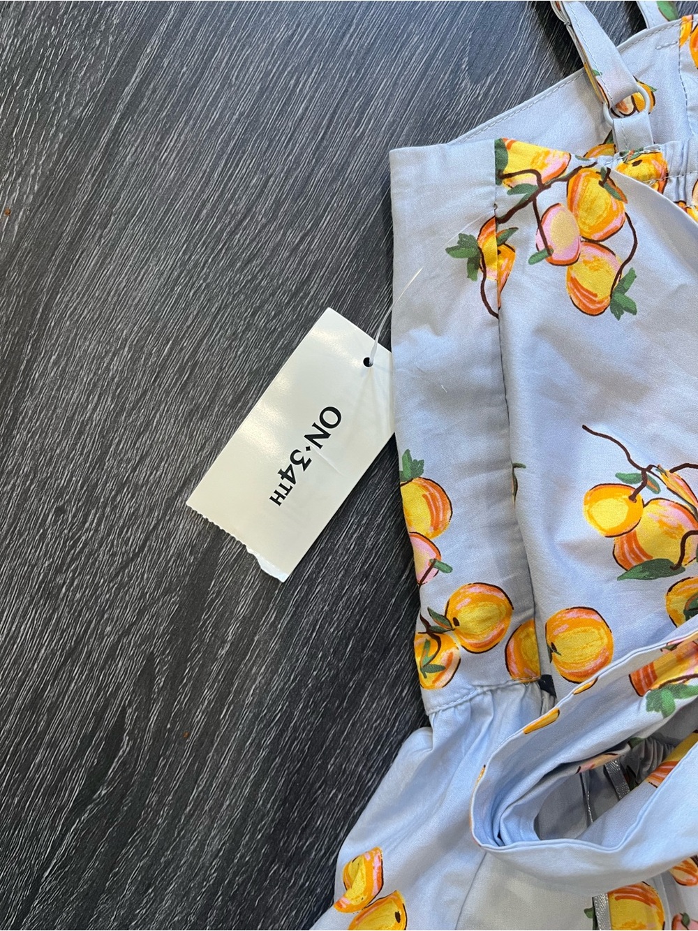 ON 34TH Peach Print Tie Back Peplum Cami Top XS 100% Cotton NWT - Picture 3 of 5